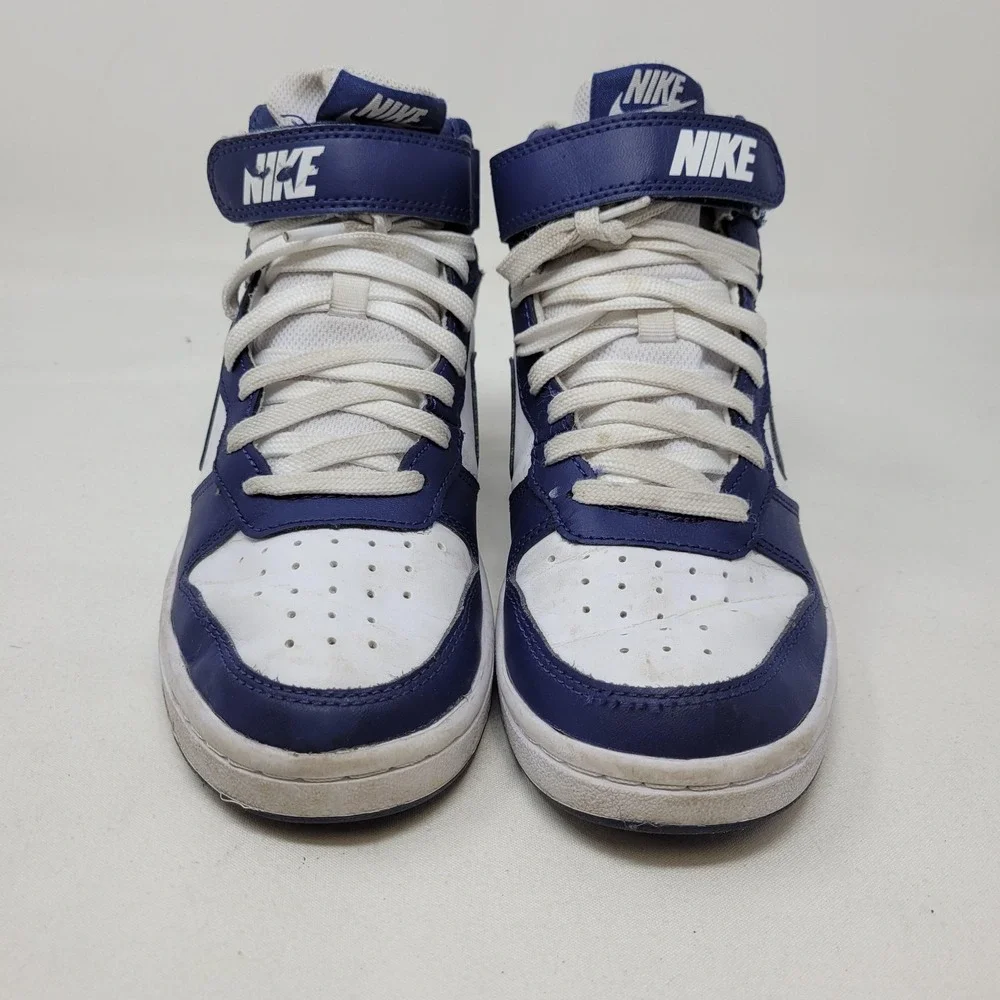 Nike Court Borough Mid 2 Shoes Sneakers Youth Size 4Y Blue Basketball CD7782-107